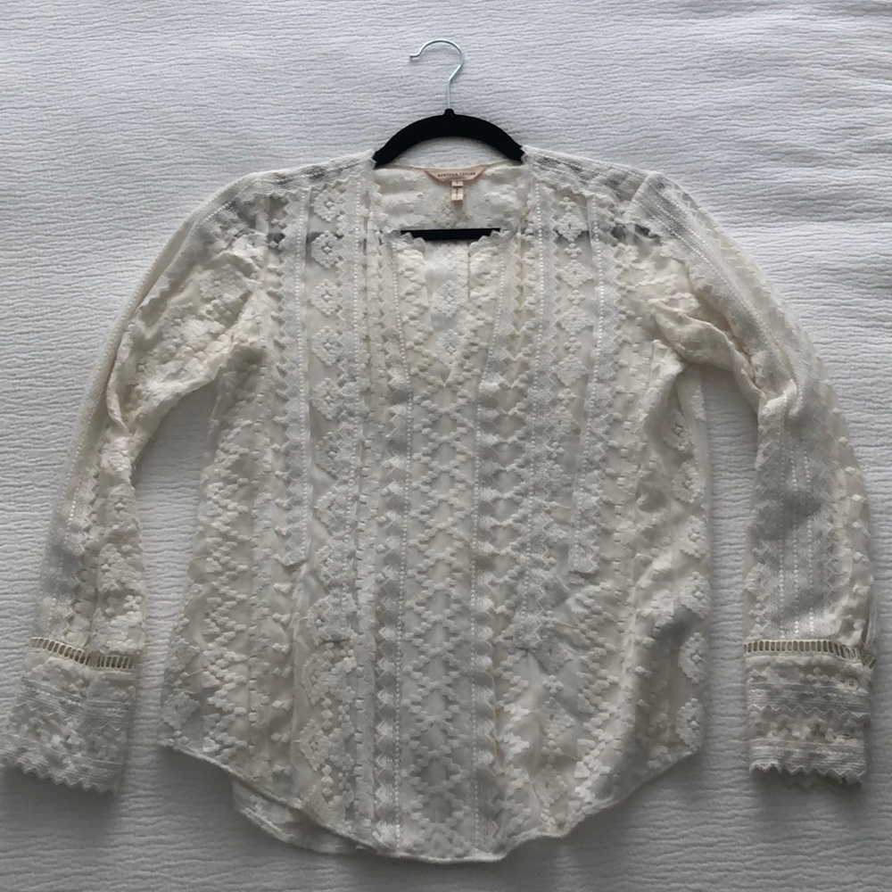 Rebecca Taylor Embroidered Lace Top